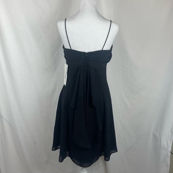 Betsy & Adam Sheer Black Draped BalletCore Spaghetti Strap Dress NWT Size 8 - Picture 5 of 13